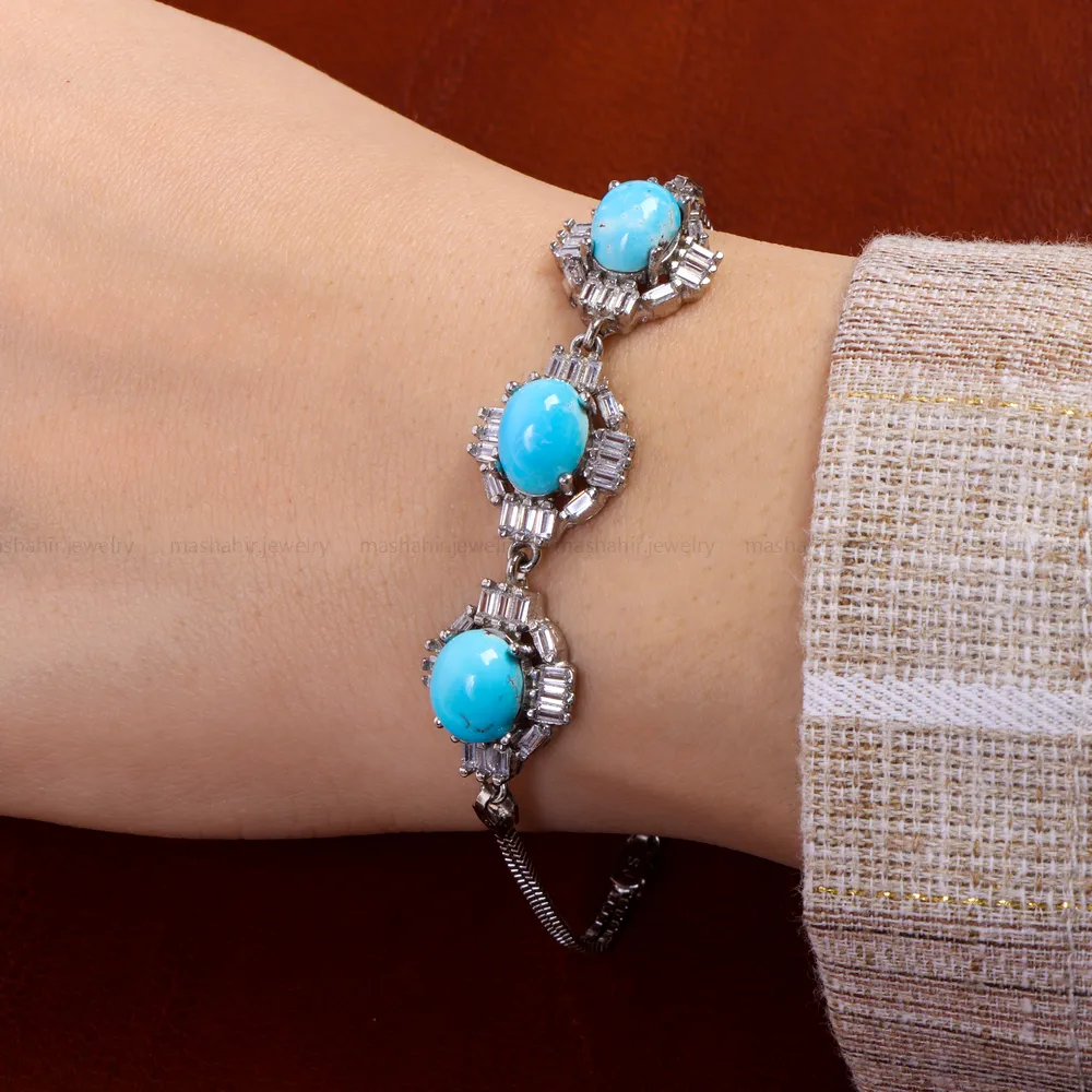 دستبند فیروزه زنانه کد 14612