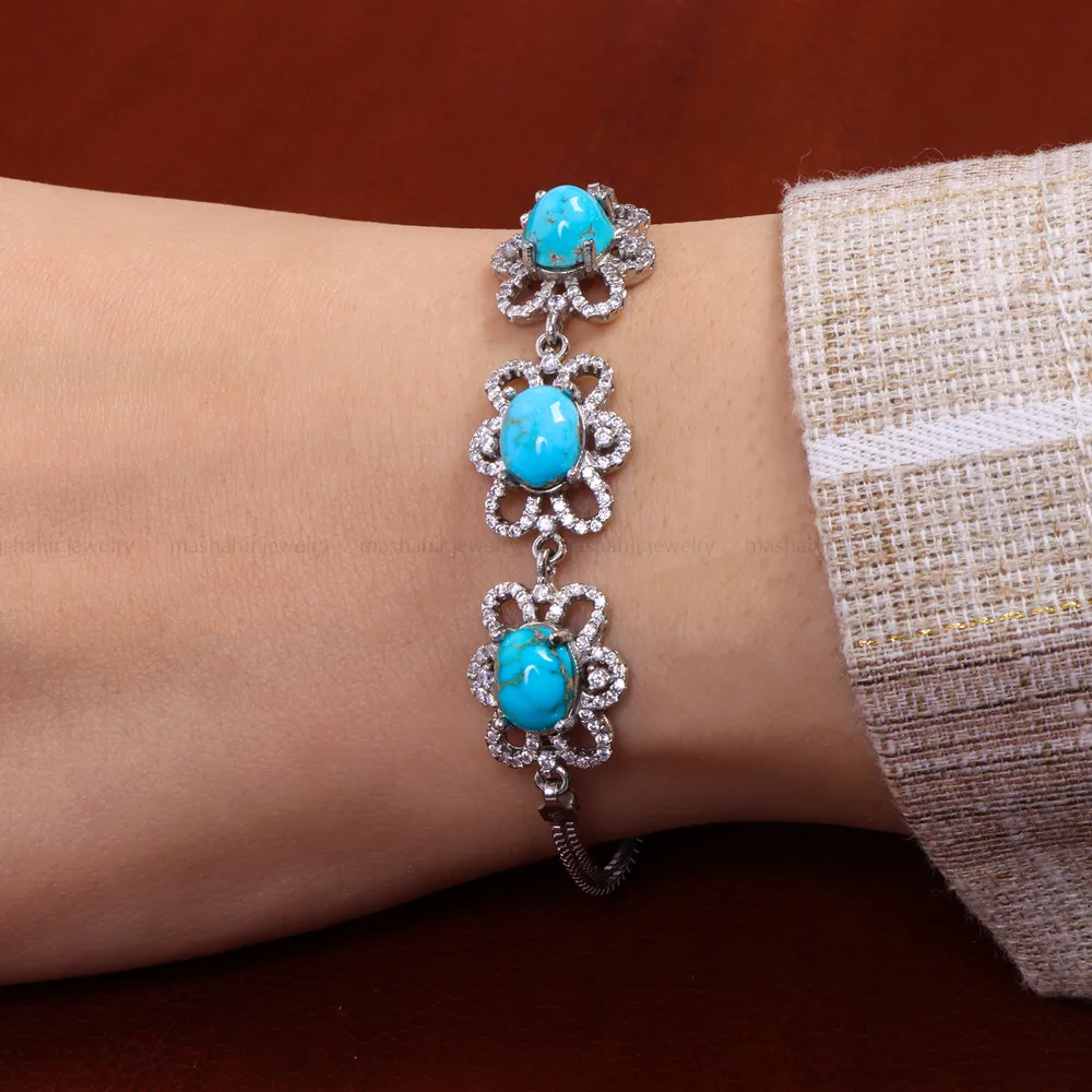 دستبند فیروزه زنانه کد 14619