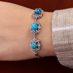 دستبند فیروزه زنانه کد 14629