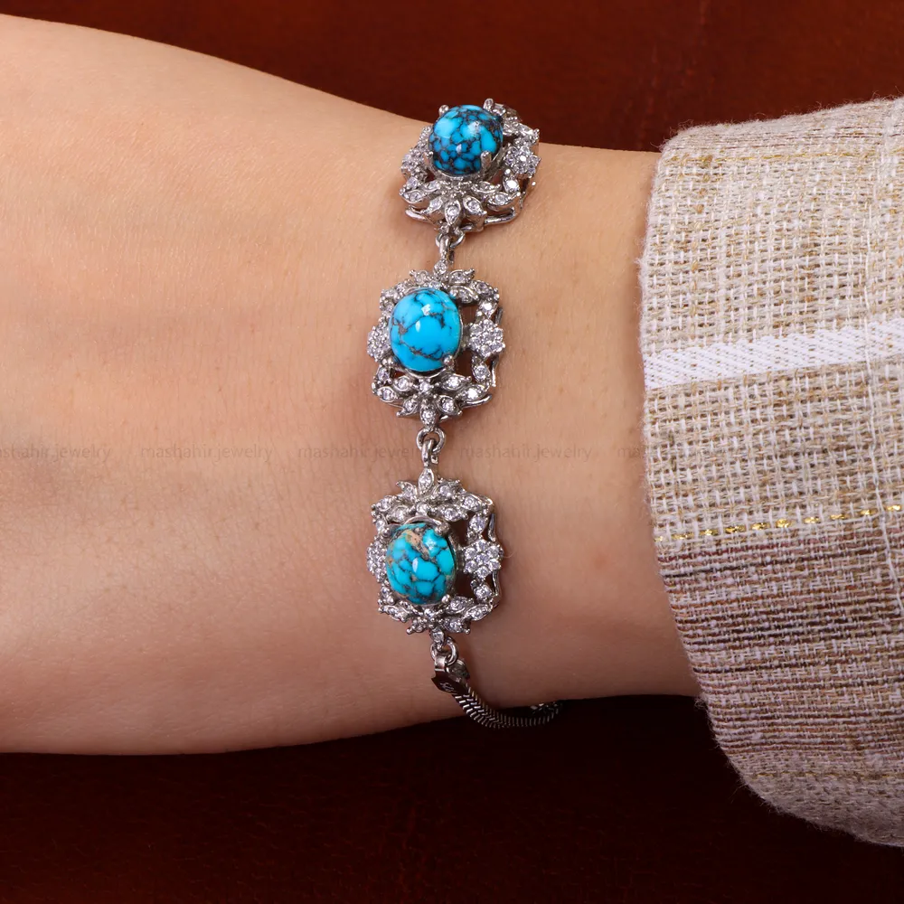 دستبند فیروزه زنانه کد 14629