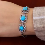 دستبند فیروزه زنانه کد 14630