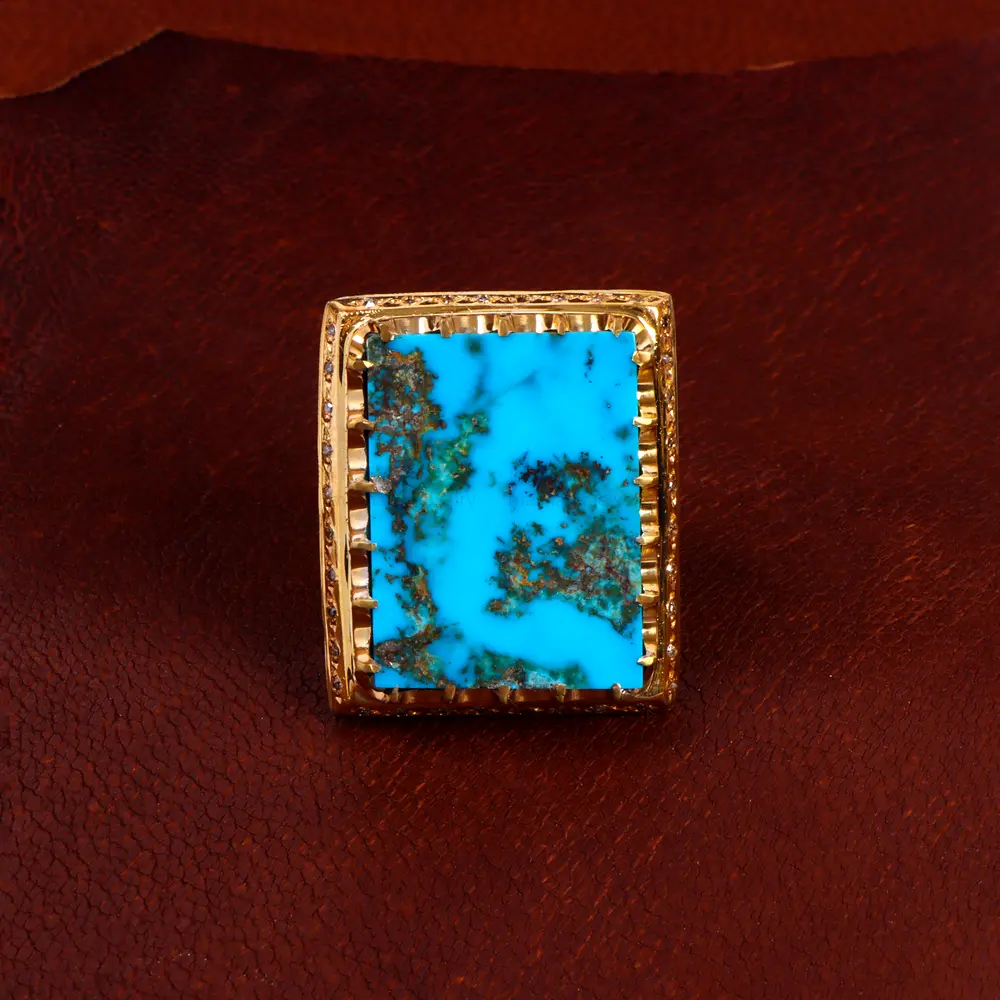 انگشتر فیروزه شجری مردانه کد 14661