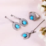 نیم ست فیروزه زنانه کد 14680