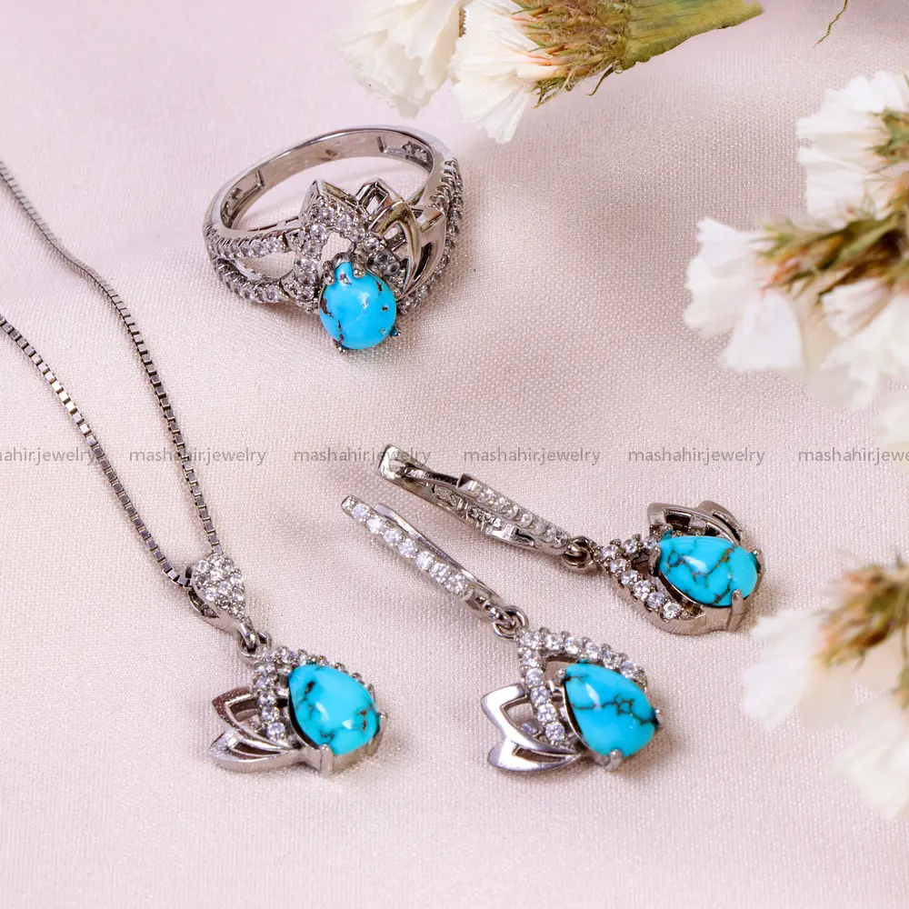 نیم ست فیروزه زنانه کد 14682