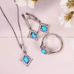 نیم ست فیروزه زنانه کد 14685