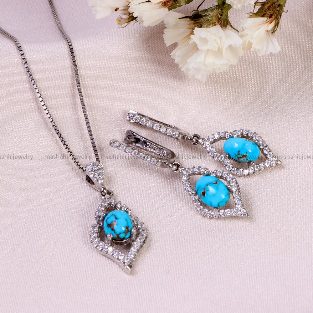 نیم ست فیروزه زنانه کد 14687