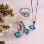 نیم ست فیروزه زنانه کد 14688