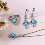 نیم ست فیروزه زنانه کد 14690