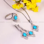 نیم ست فیروزه زنانه کد 14700