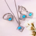 نیم ست فیروزه زنانه کد 14705