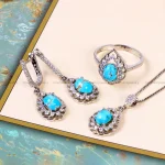 نیم ست فیروزه زنانه کد 14710