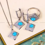 نیم ست فیروزه زنانه کد 14714