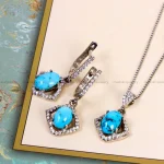 نیم ست فیروزه زنانه کد 14715