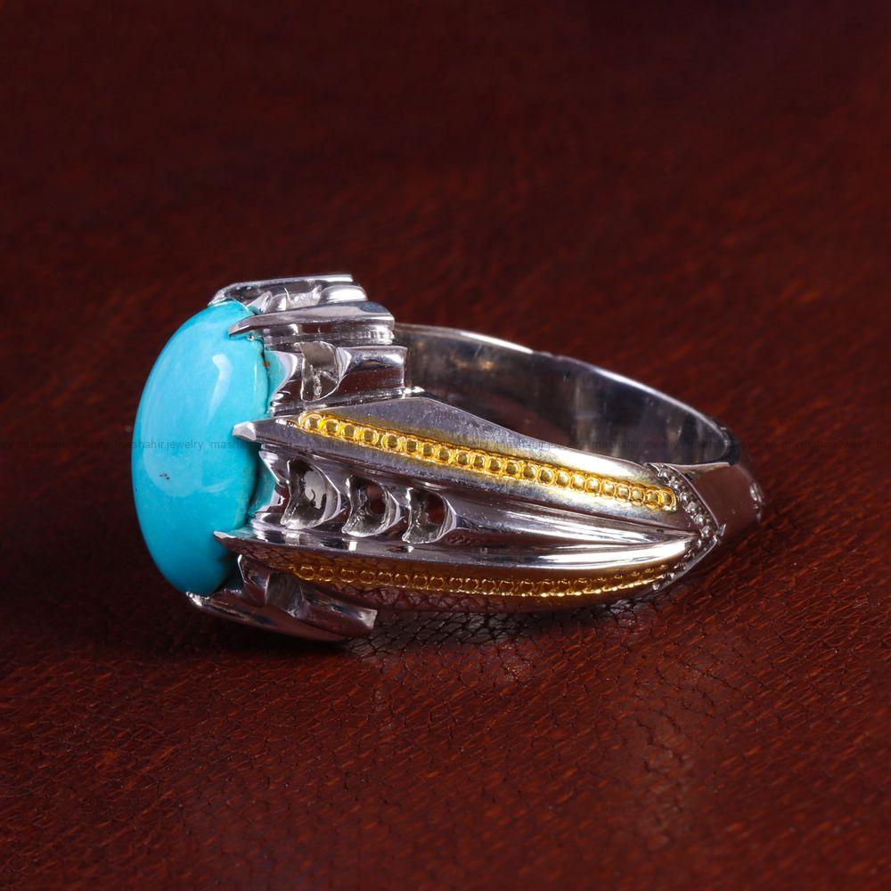 انگشتر فیروزه عجمی مردانه کد 13782