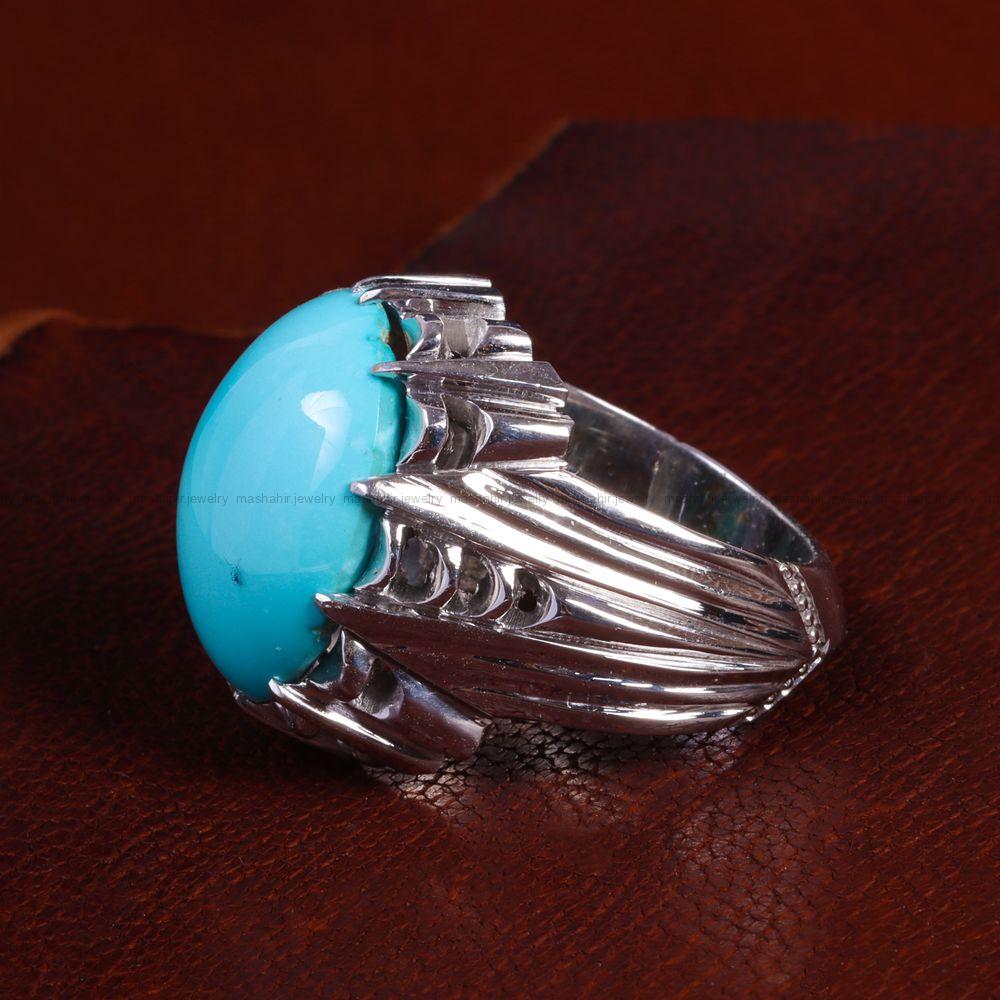 انگشتر فیروزه عجمی مردانه کد 13787