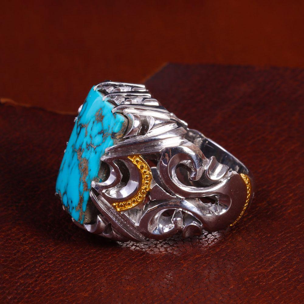 انگشتر فیروزه شجری مردانه کد 13797