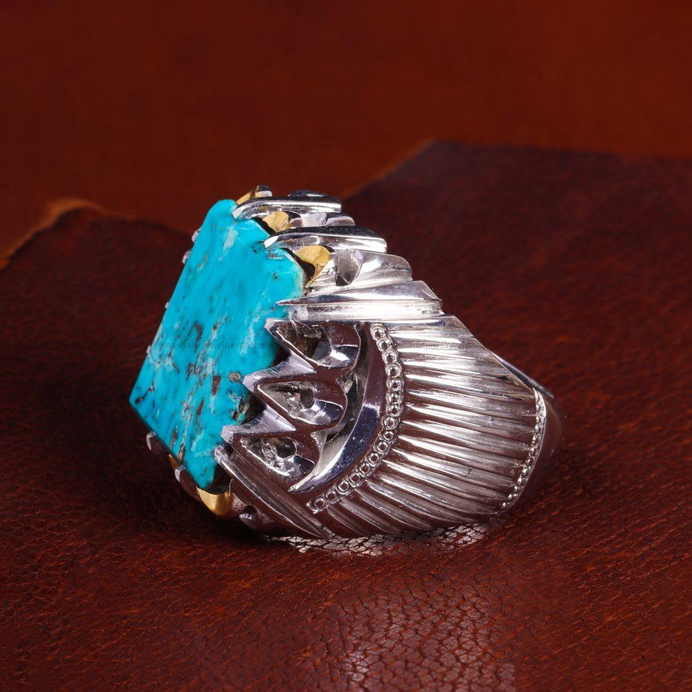 انگشتر فیروزه شجری مردانه کد 13801