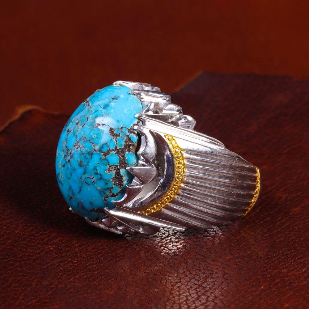 انگشتر فیروزه شجری مردانه کد 13804