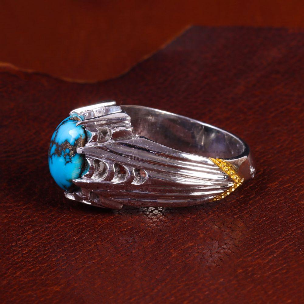 انگشتر فیروزه شجری مردانه کد 13805