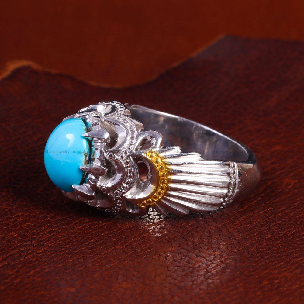 انگشتر فیروزه عجمی مردانه کد 13806