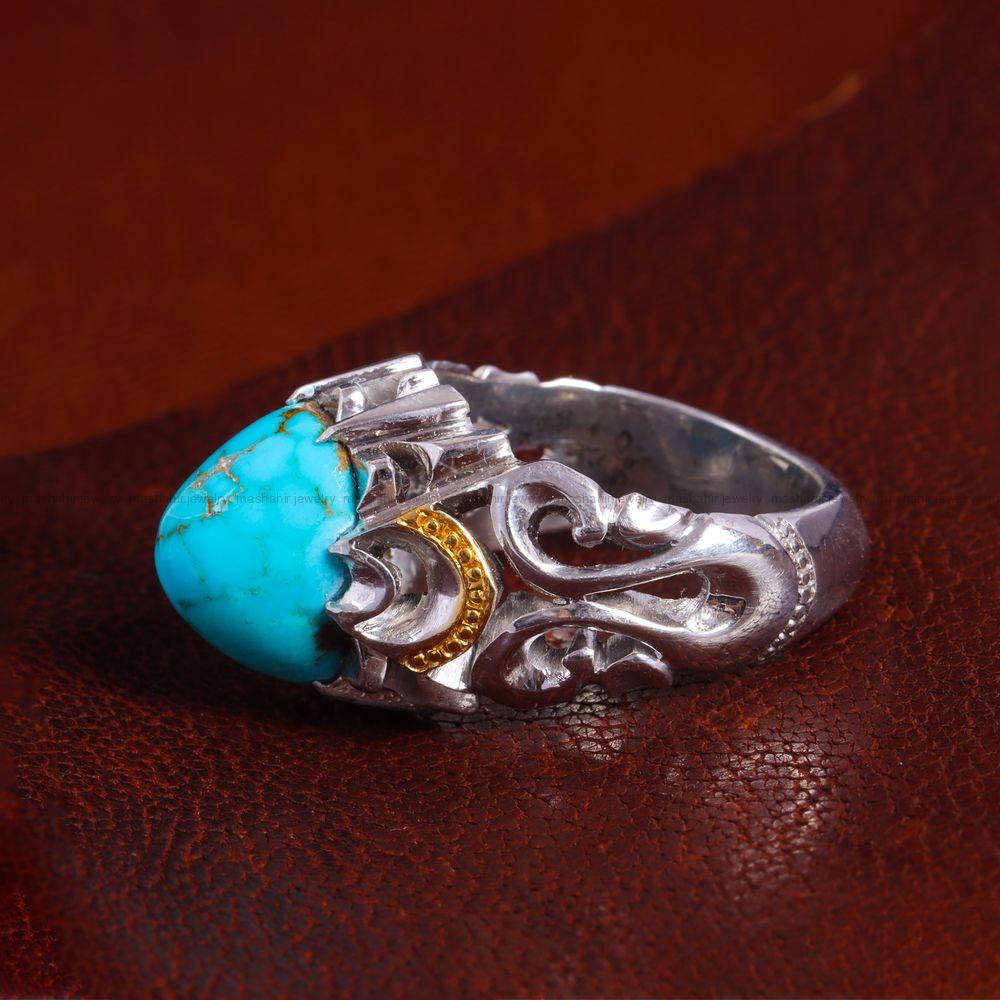 انگشتر فیروزه شجری مردانه کد 14184