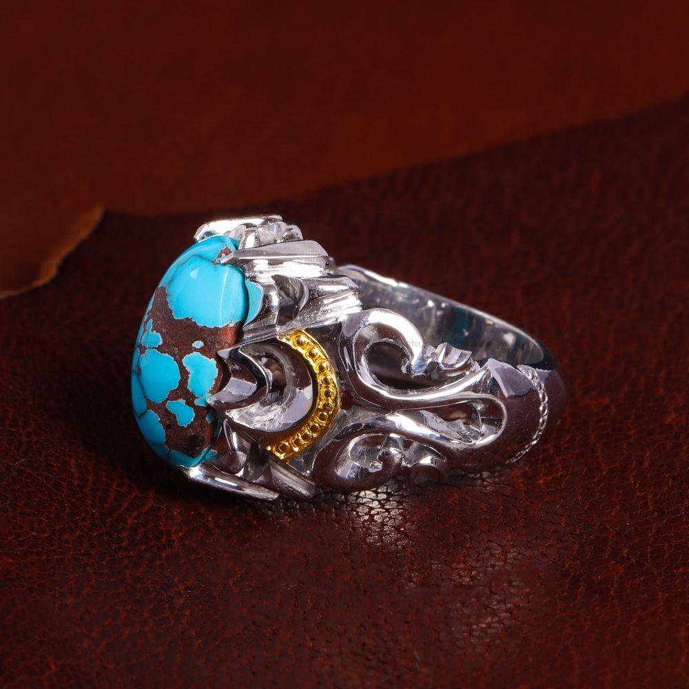 انگشتر فیروزه شجری مردانه کد 14185