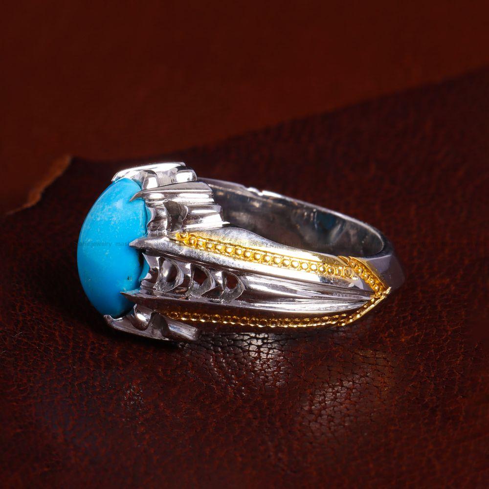 انگشتر فیروزه عجمی مردانه کد 14186