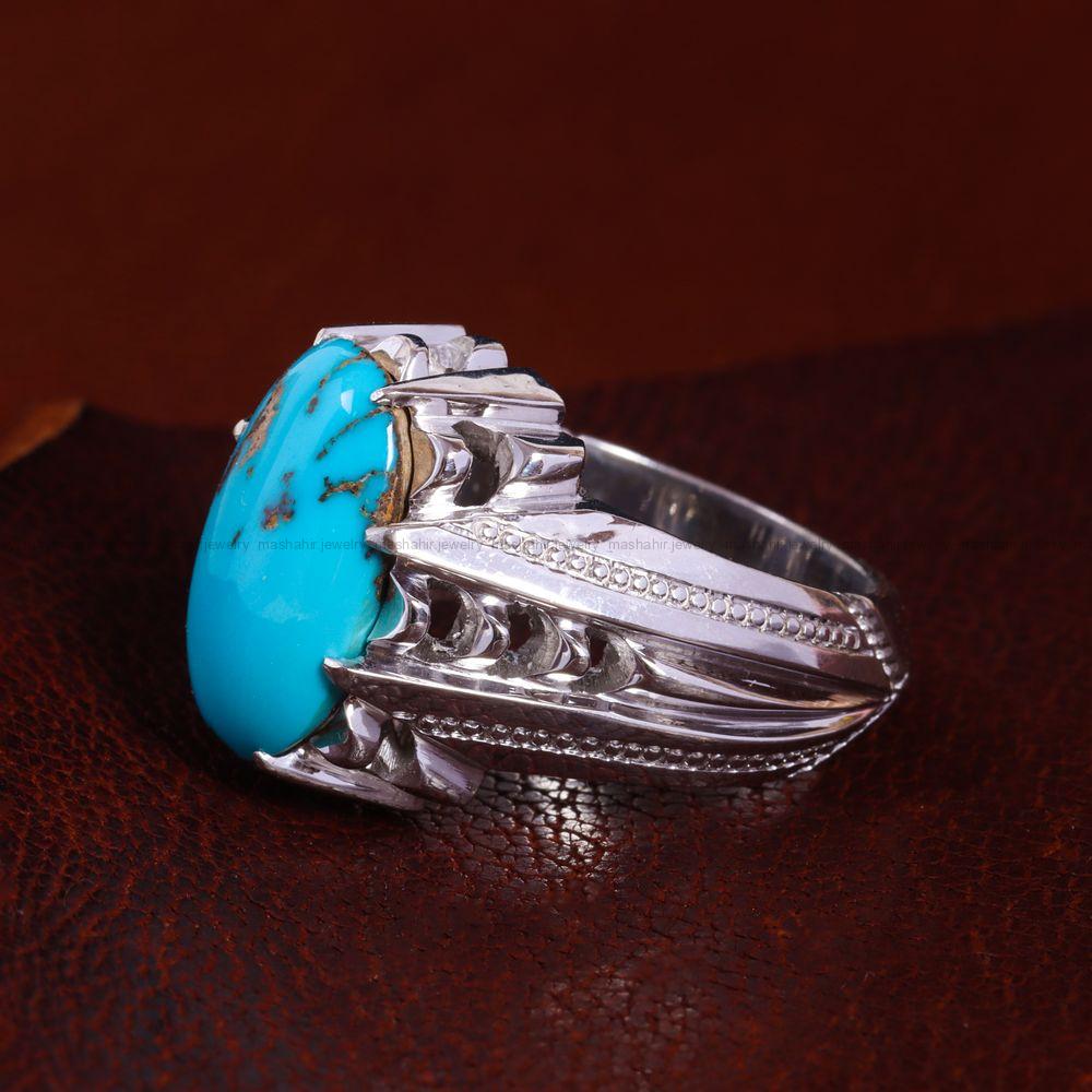 انگشتر فیروزه شجری مردانه کد 14190