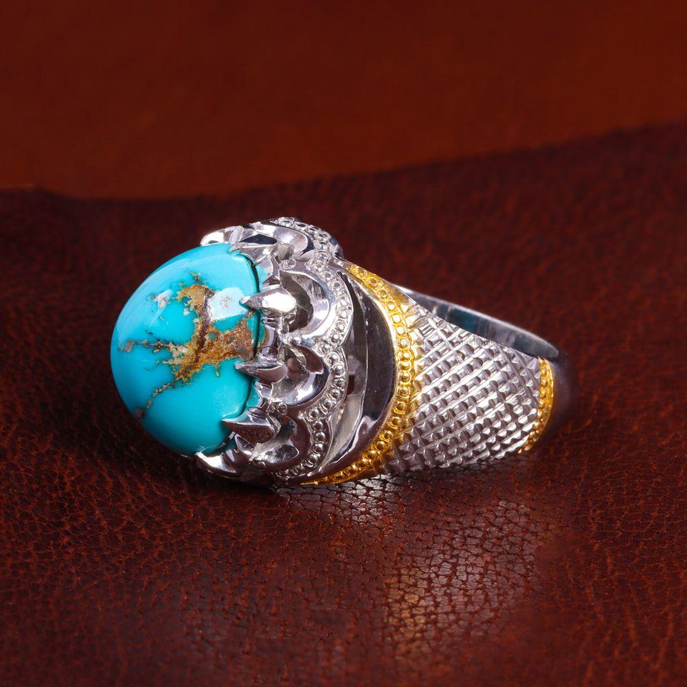 انگشتر فیروزه شجری مردانه کد 14196