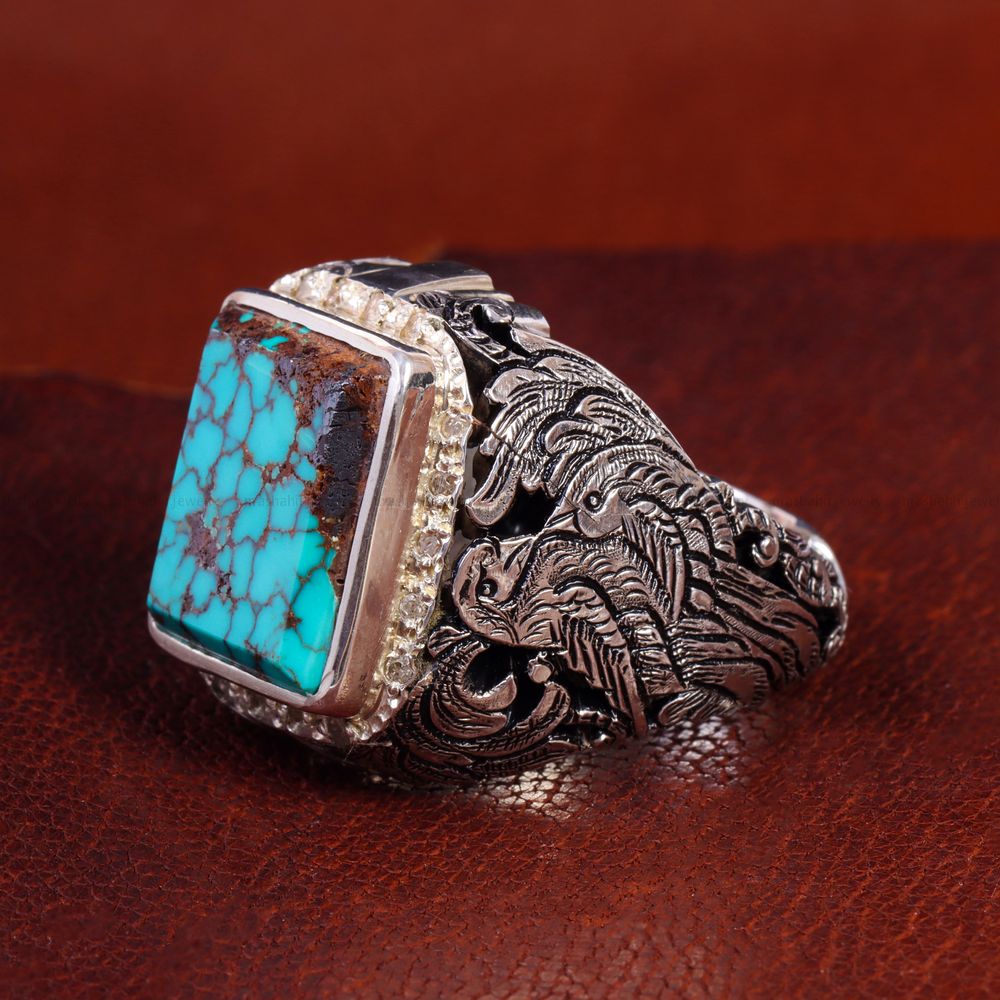 انگشتر فیروزه شجری مردانه کد 14319