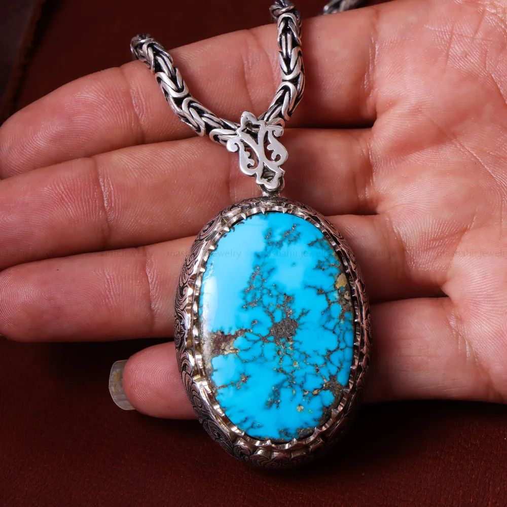 گردنبند فیروزه مردانه کد 14602