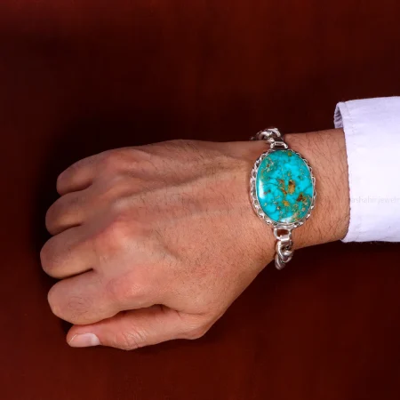 دستبند فیروزه مردانه کد 14607