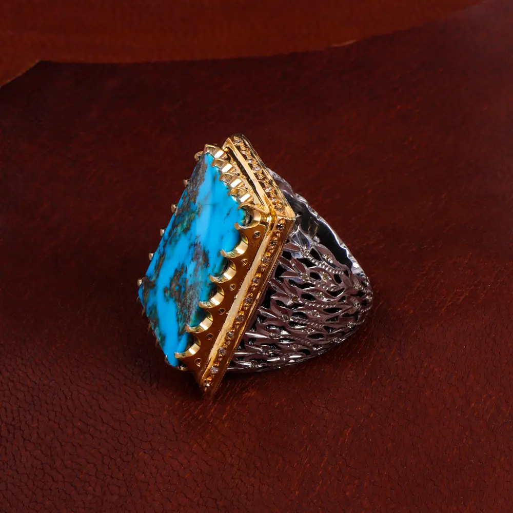 انگشتر فیروزه شجری مردانه کد 14661