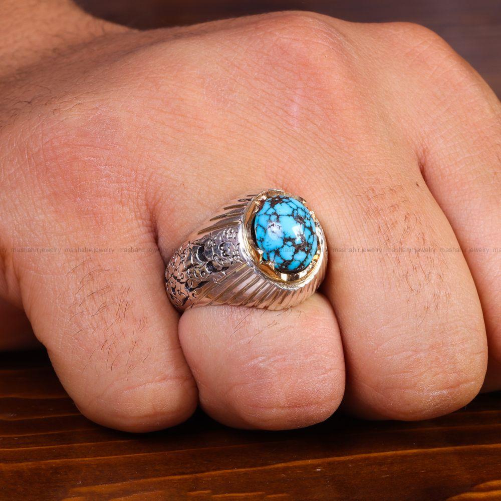 انگشتر فیروزه شجری مردانه کد 13777