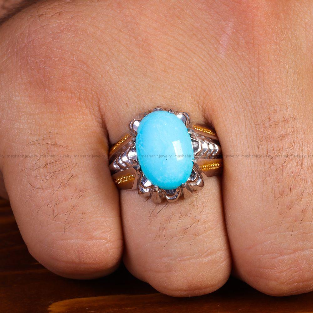انگشتر فیروزه عجمی مردانه کد 13782