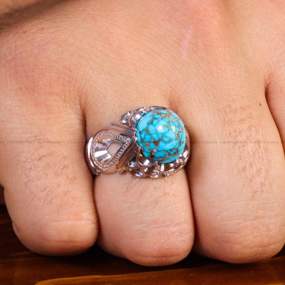 انگشتر فیروزه شجری مردانه کد 13785