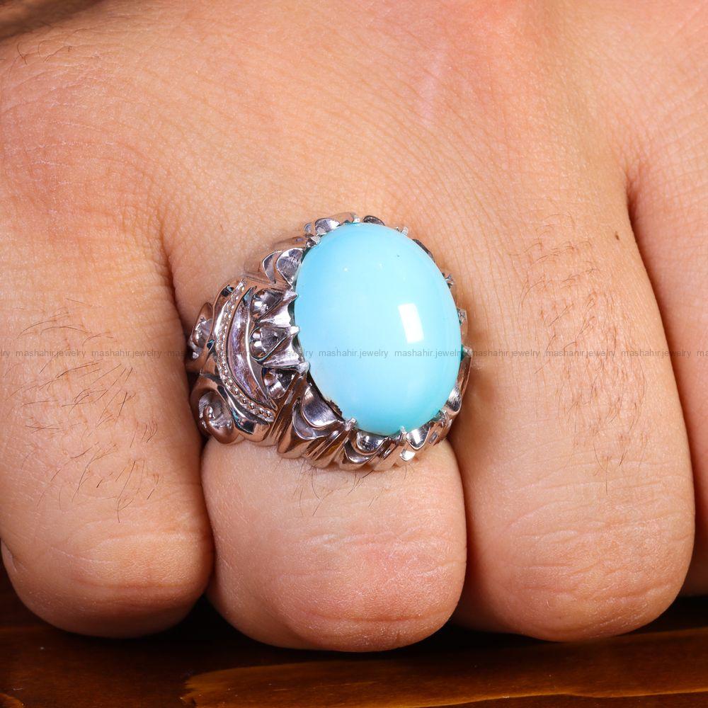 انگشتر فیروزه عجمی مردانه کد 13786