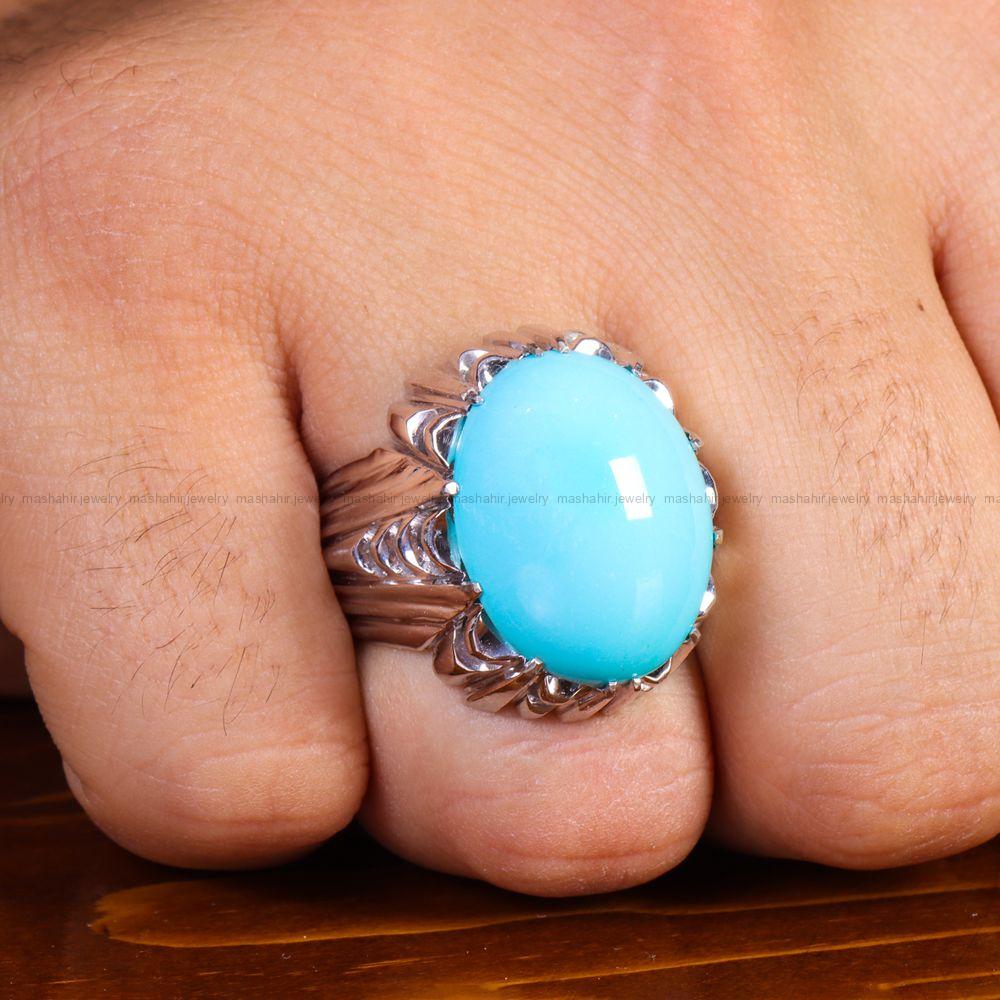 انگشتر فیروزه عجمی مردانه کد 13787