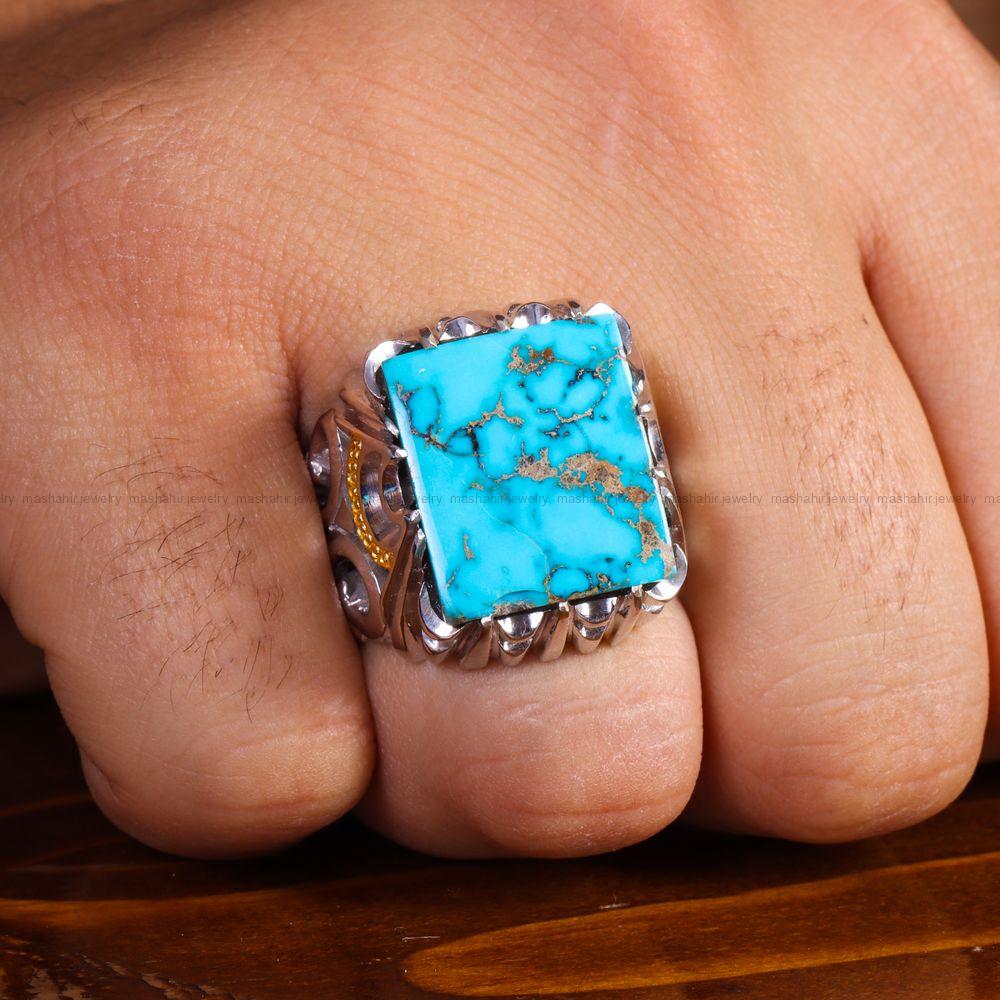 انگشتر فیروزه شجری مردانه کد 13797