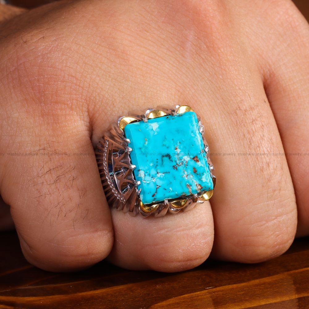 انگشتر فیروزه شجری مردانه کد 13801