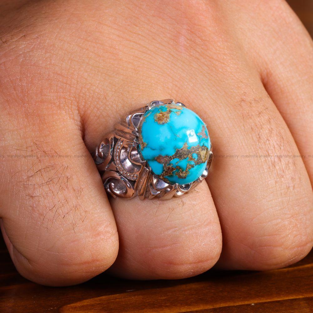 انگشتر فیروزه شجری مردانه کد 13803
