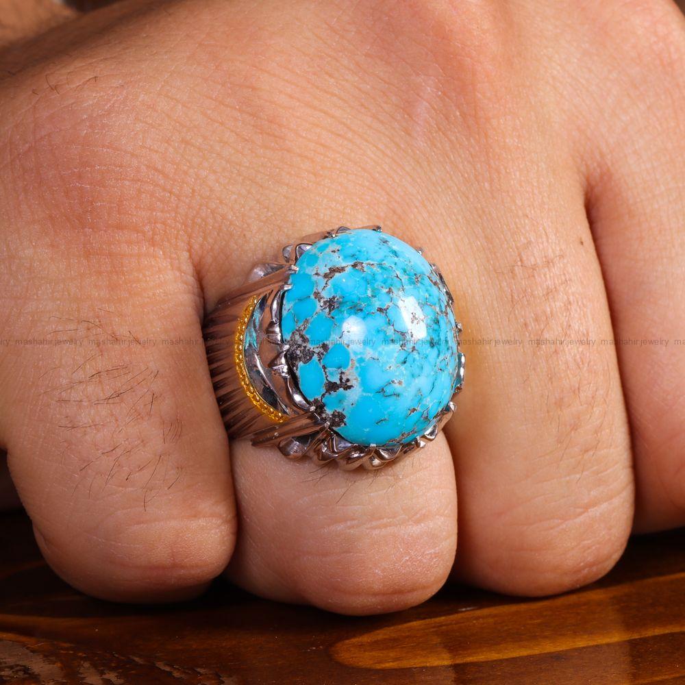 انگشتر فیروزه شجری مردانه کد 13804