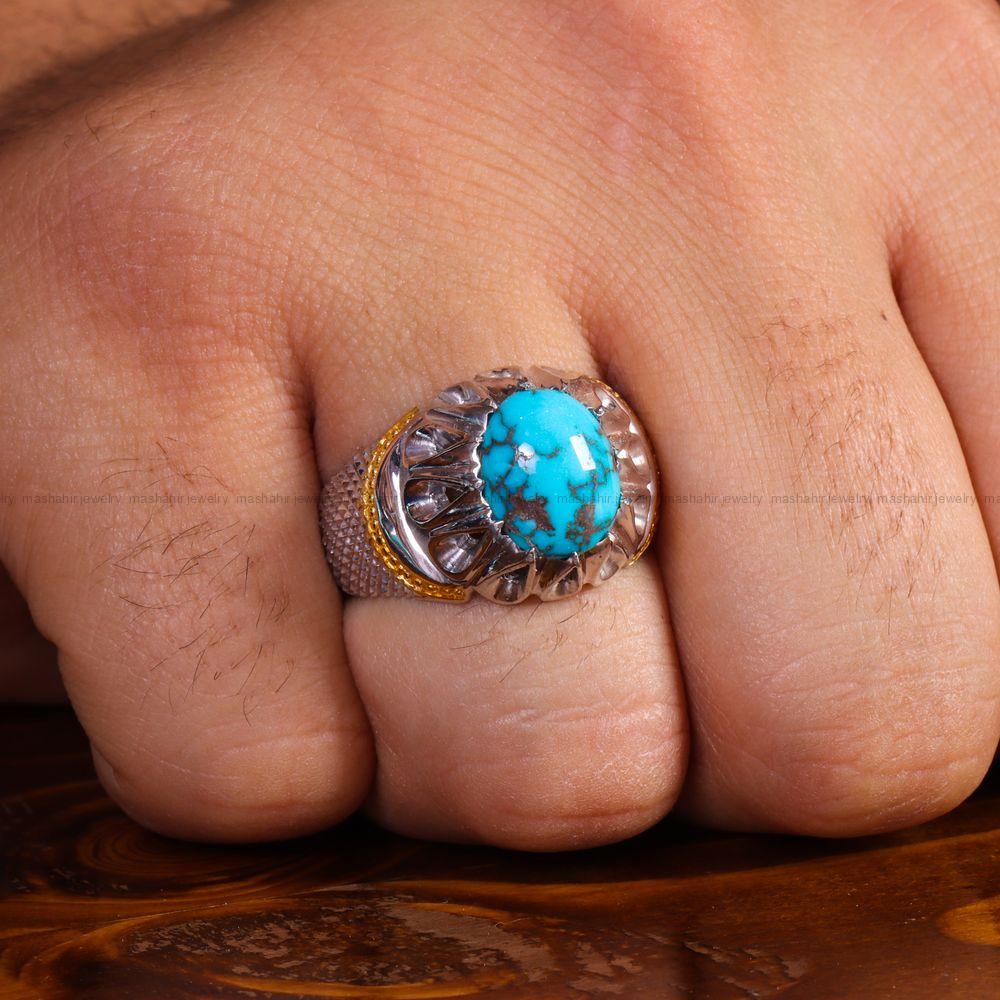 انگشتر فیروزه شجری مردانه کد 14153