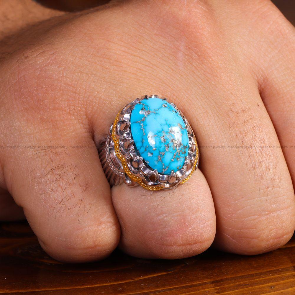 انگشتر فیروزه شجری مردانه کد 14157
