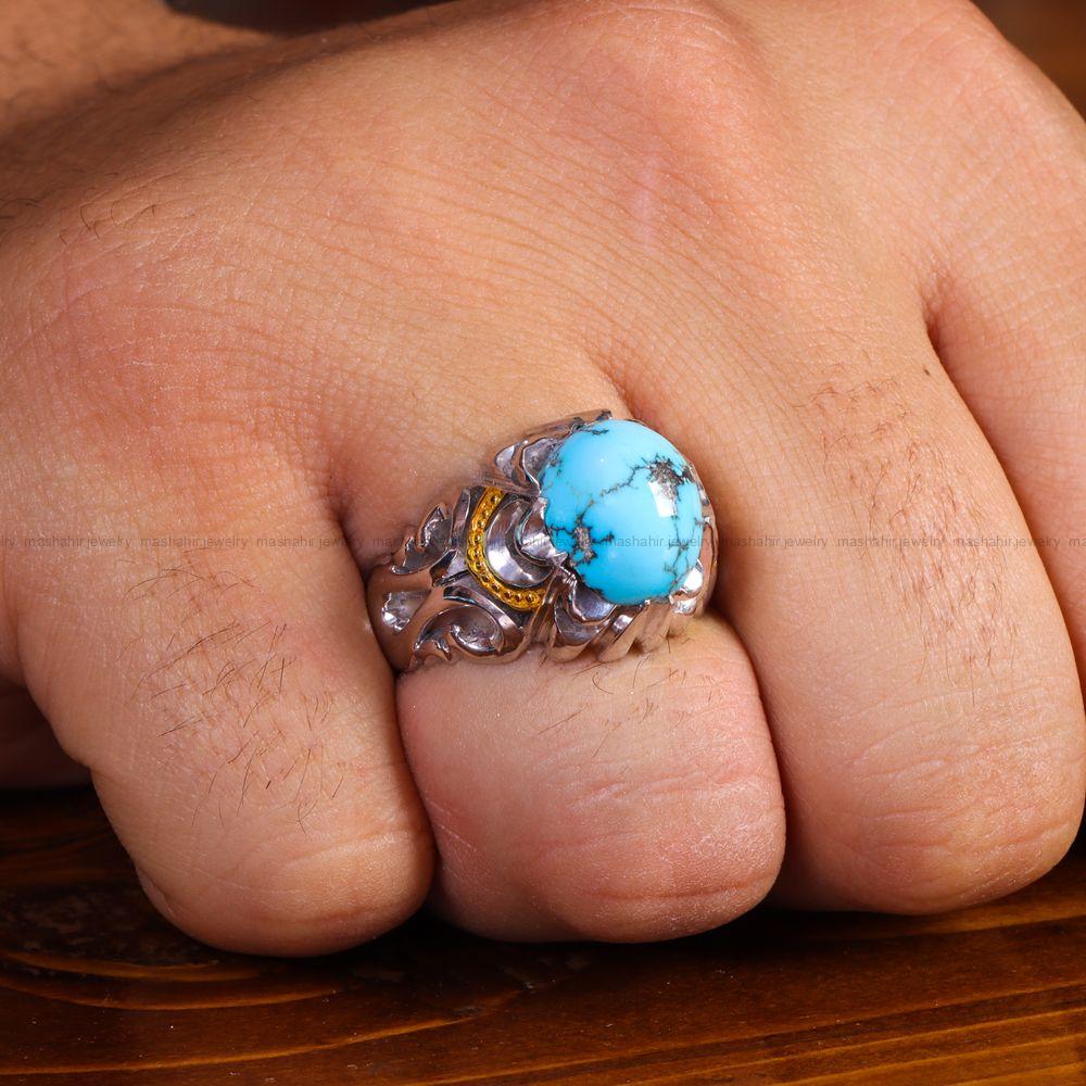انگشتر فیروزه شجری مردانه کد 14161