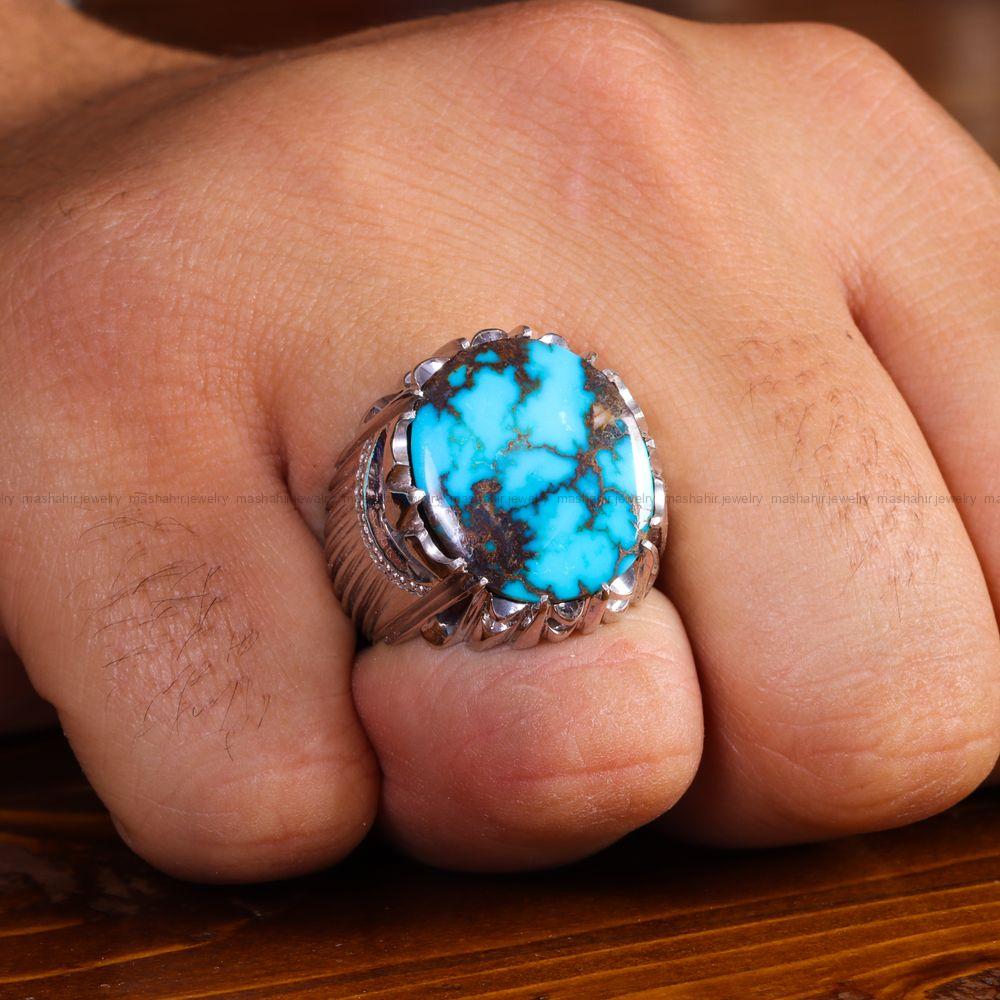 انگشتر فیروزه شجری مردانه کد 14173