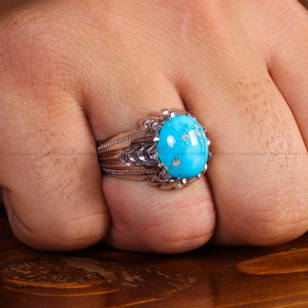 انگشتر فیروزه شجری مردانه کد 14176