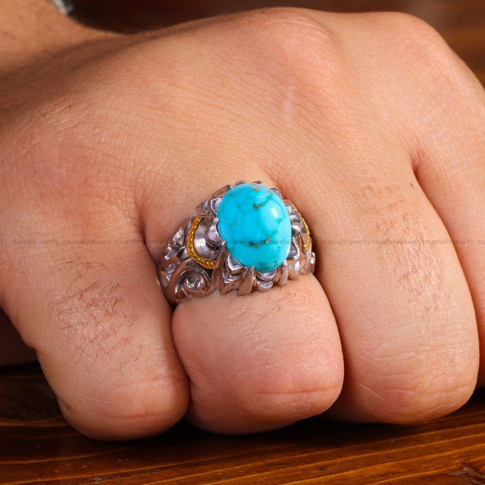 انگشتر فیروزه شجری مردانه کد 14184