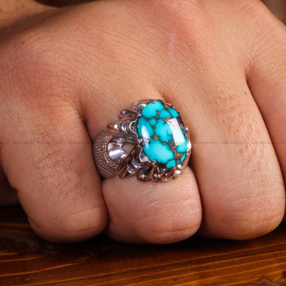 انگشتر فیروزه شجری مردانه کد 14194