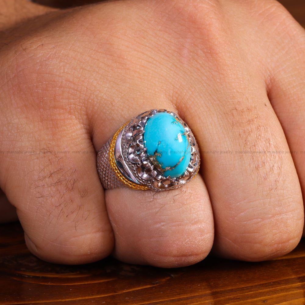 انگشتر فیروزه شجری مردانه کد 14196